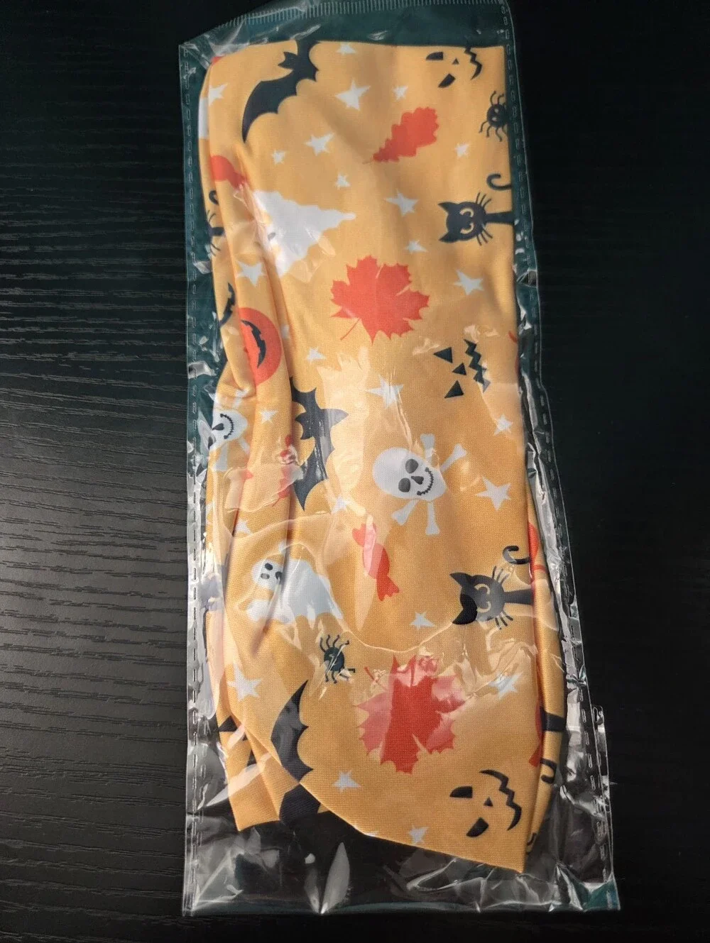 Halloween Print Handsewn Knot Headband - Yellow Orange